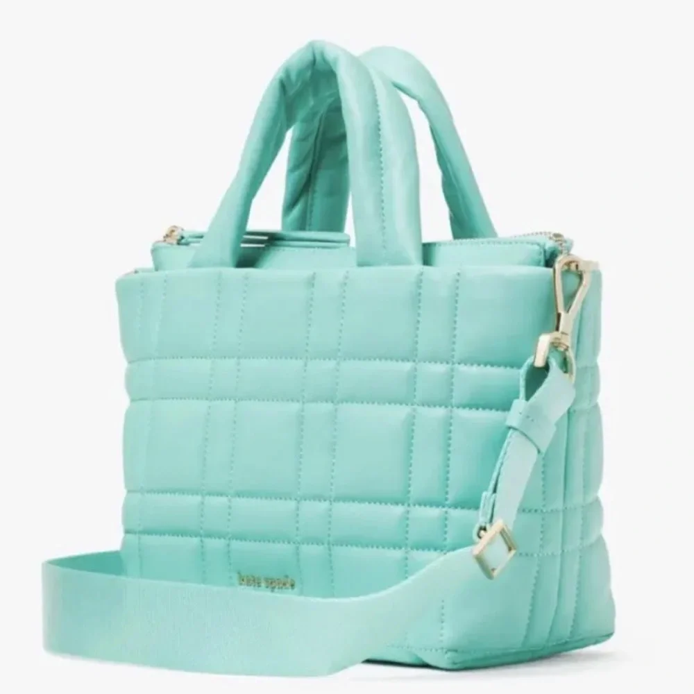 Kate Spade Softwhere Quilted Leather Mini Tote Crossbody Summer Rain Turquoise